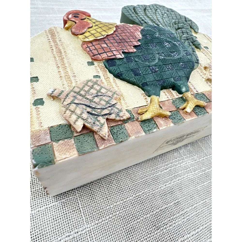 Vintage Rooster Hand Painted Resin Letter Napkin Holder Farmcore Country